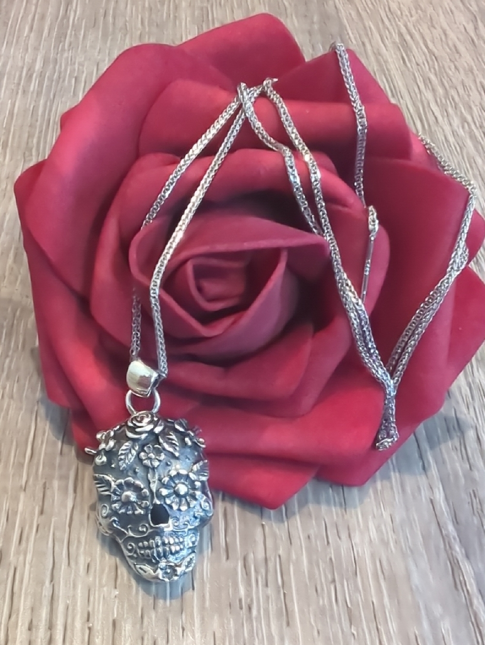 Taxco Mexico Sterling Silver Dia De Los Muertos Pendant Necklace